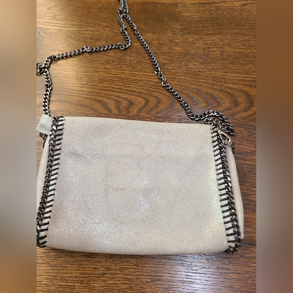 Borse In Pelle Chain Strap Beige Crossbody Bag - Picture 6 of 9